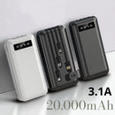 Power Bank 20000mAh com 4 Cabos Embutidos